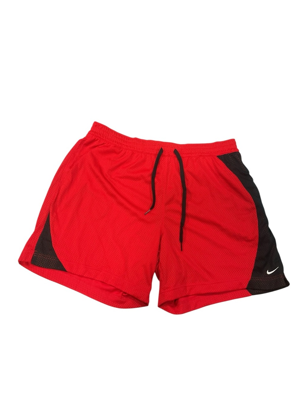 Nike Men’s Red Athletic Mesh Shorts with Black Accents XL